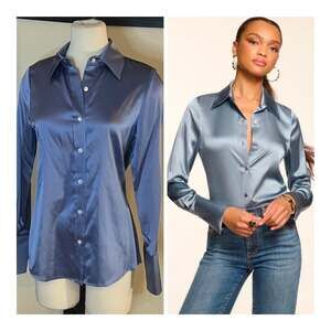 Ramy Brooks Victoria Silk Button Down Blouse in Medium. NWT! MSRP$385!